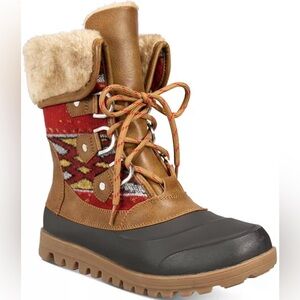 Bare Traps Yaegar Lace-Up Cold-Weather Women’s Booties 9.5 Shearling Fold Over